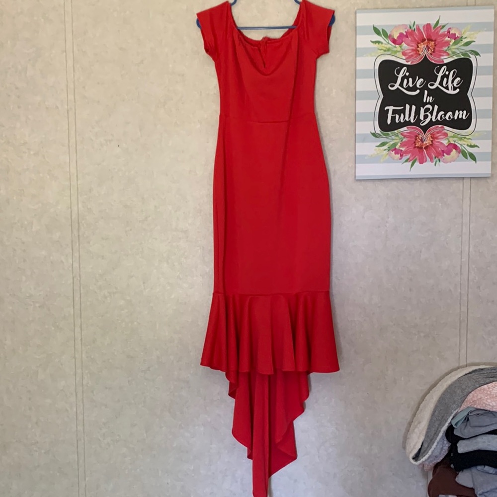 Red Cocktail Dress w/ small train
